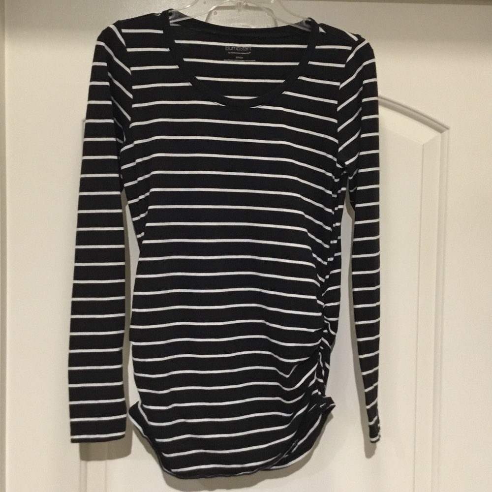 BumpStart Black‎ and White Striped Maternity Long Sleeve Tee